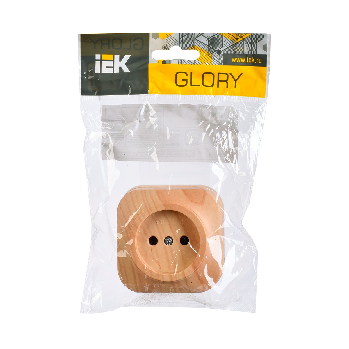 Розетка открыт. уст. "glory" 1 местн. рс20-2-хс, 10а, сосна (1/36/432) "iek"