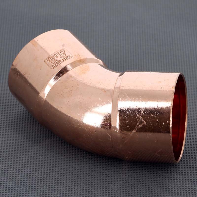 Угол двухраструбный 45° VIEGA пайка 54 мм медный