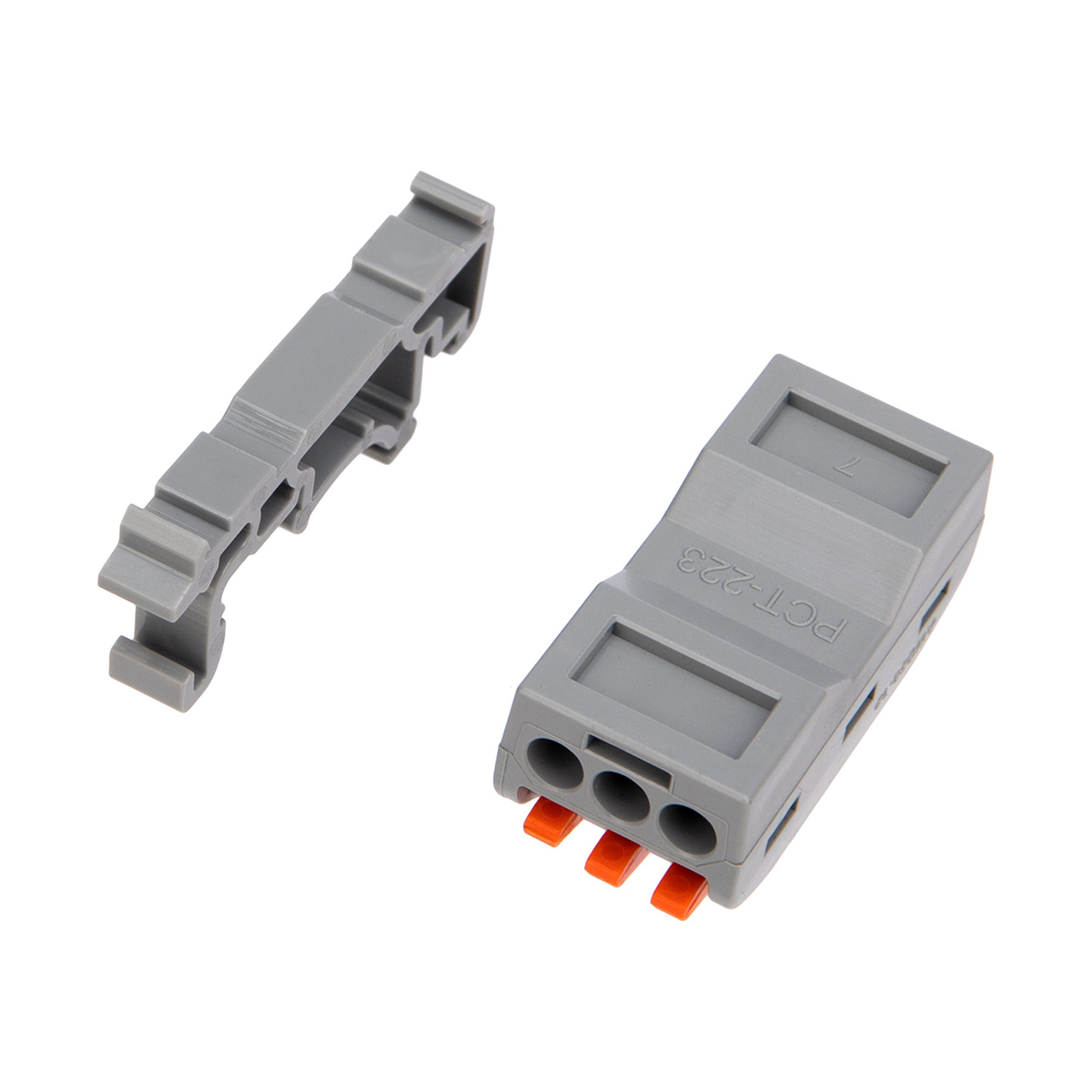 Клемма проходная смк 222-423d, 3 полюса (серая) (50/1200) "rexant" 07-5238