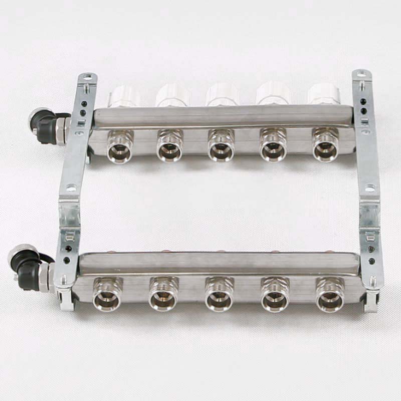 Колл. группа UNI-FITT 1"x3/4" ЕК 5 выходов с вентилями и дренажными клапанами - нерж.сталь