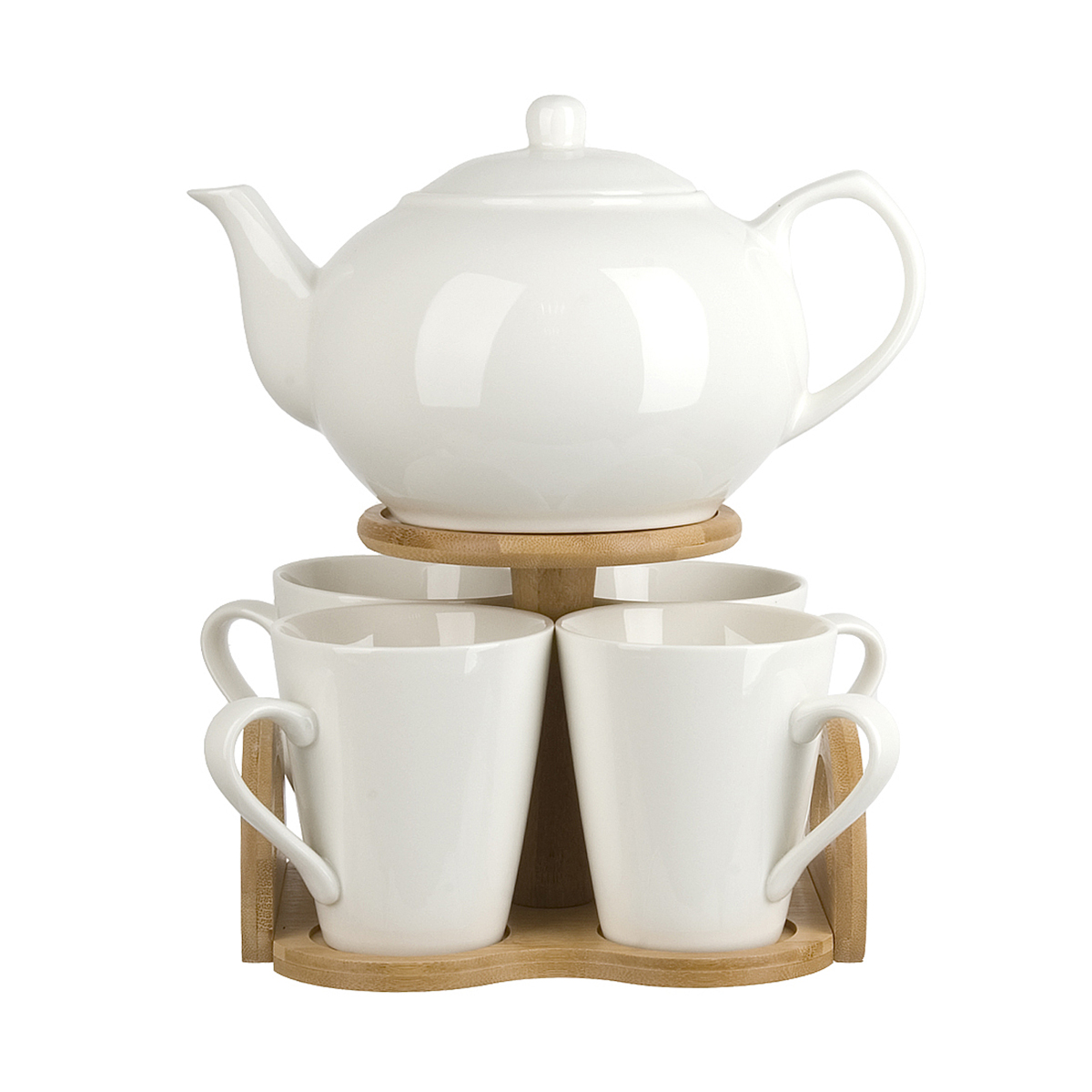 Набор чайный на подставке (чайник 1,2 л + 4 кружки 300 мл) "naturel" (1/6) "nouvelle home" 2631025