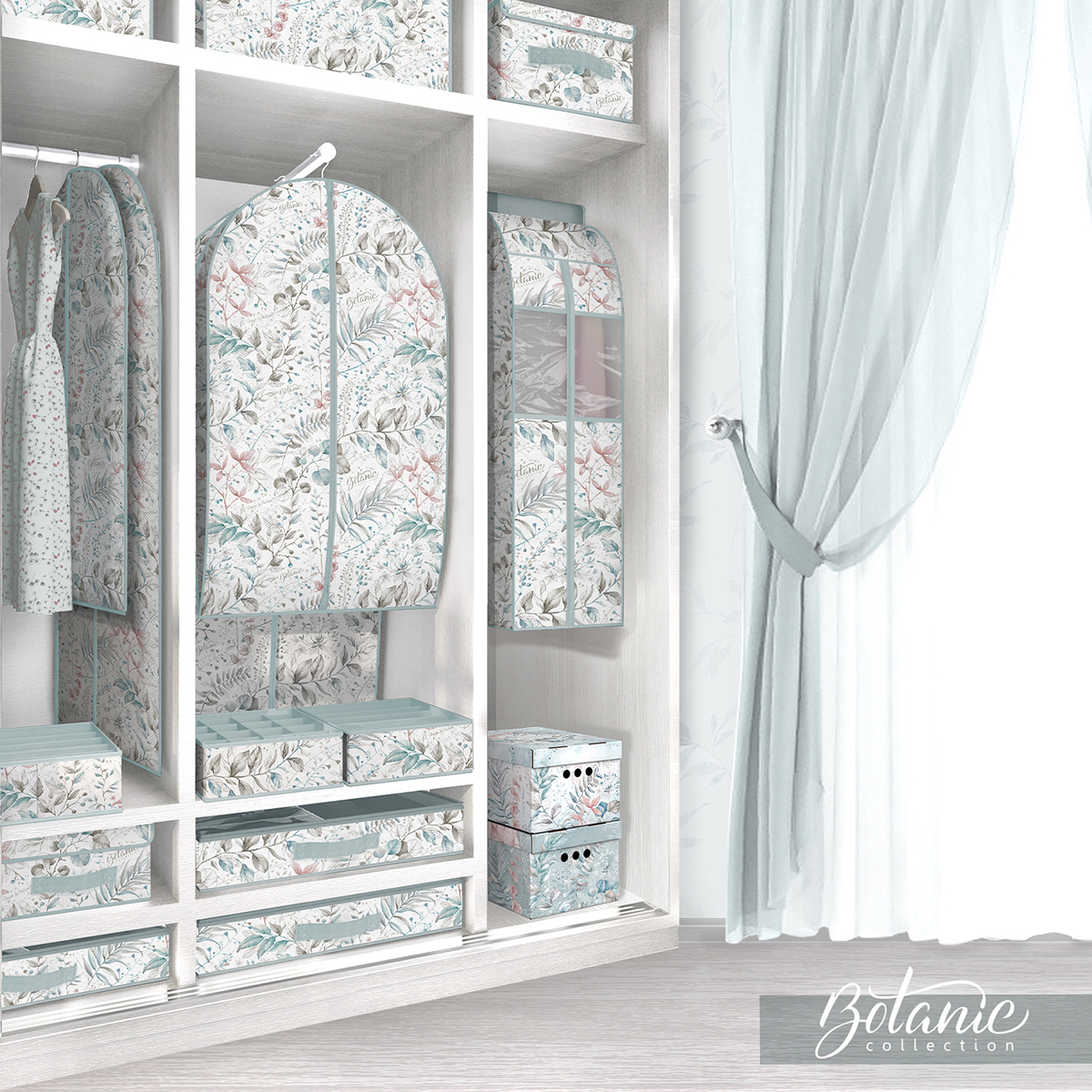 Чехол для одежды объемный "botanic" 60*100*10 см с прозрачной вставкой (1/36) "valiant" bt-cv-100