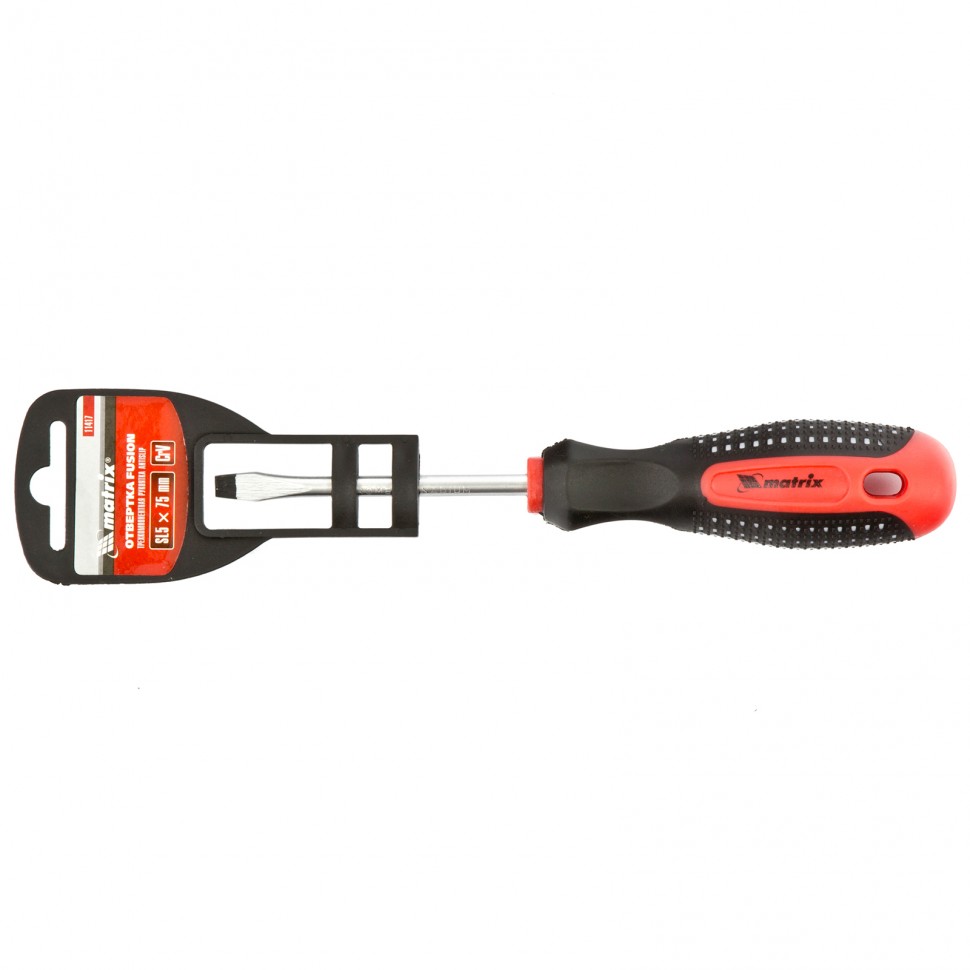 Отвертка Fusion, SL5 х 75 мм, CrV, трехкомпонентная рукоятка "Anti slip" Matrix (11417)