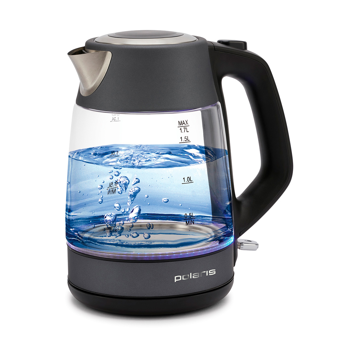 Чайник электр. pwk 1760cgl 1,7 л стекло (графит) (1/6) "polaris"