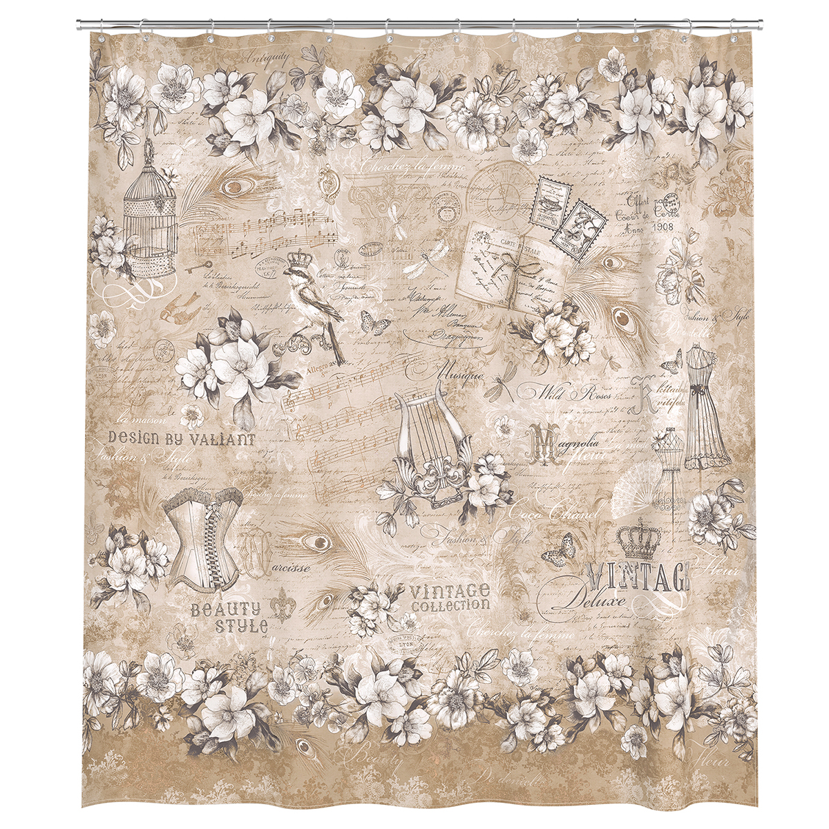 Штора для ванной 180*180 см (полиэстер) "vintage deluxe" (1/24) "valiant" vn-d-1818