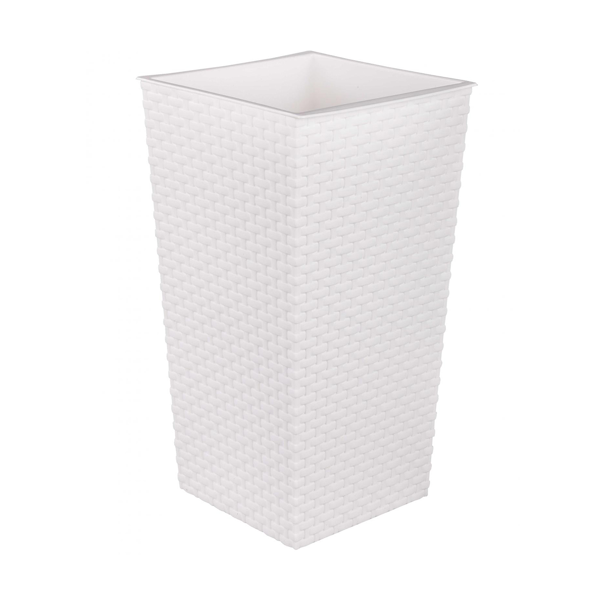 Кашпо для цветов напольное "ротанг" со вставкой 220*220*415 мм (белое) (1/5) "альтернатива" м6825