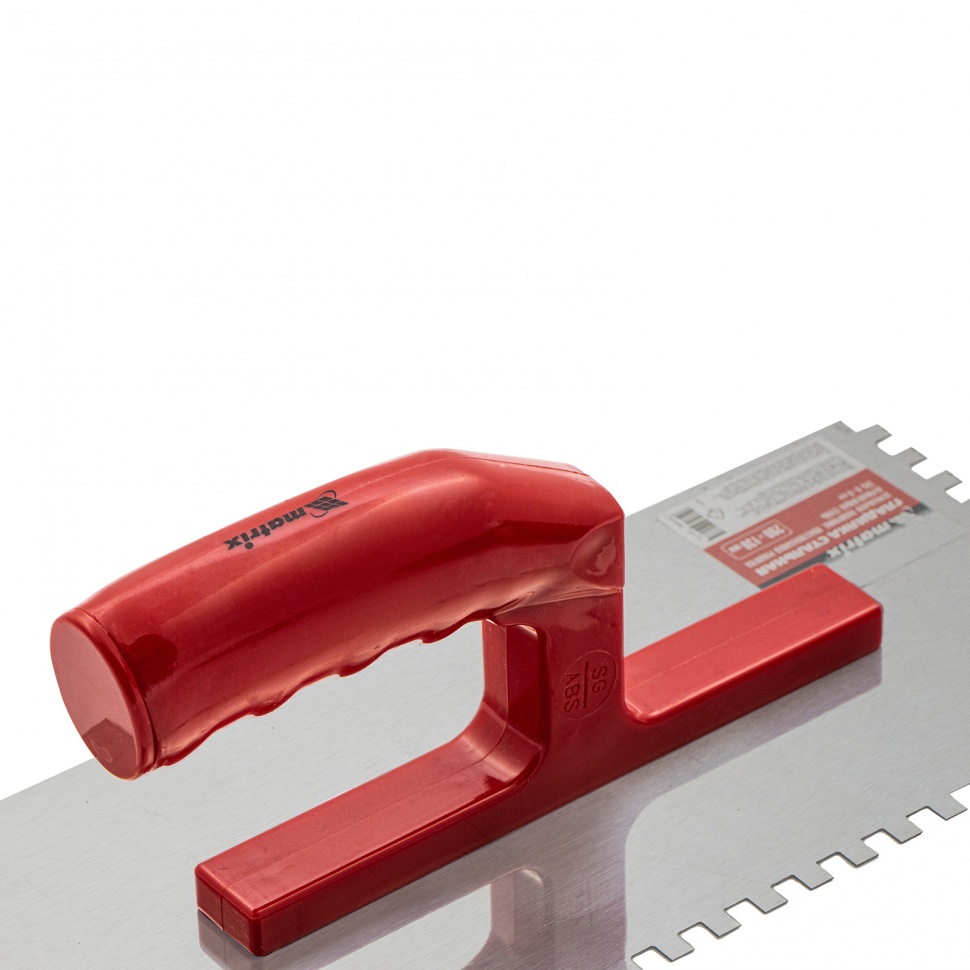 Гладилка из нержавеющей стали, 280 х 130 мм, зеркальная полировка, пластмассовая ручка, зуб 6 х 6 мм Matrix (86781)