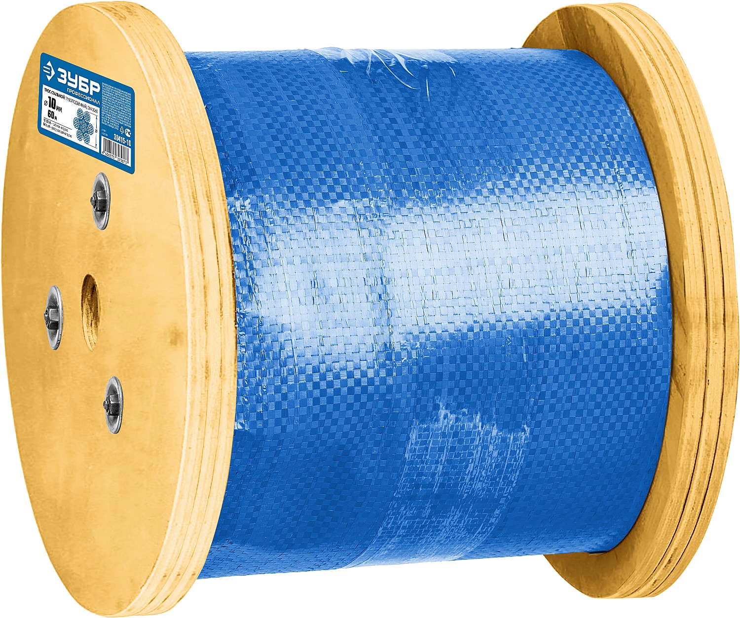 ЗУБР DIN 3060, свивка 6 х 19 + IWR, 10 мм, L 60 м, грузоподъемный стальной трос, Профессионал (30415-10)