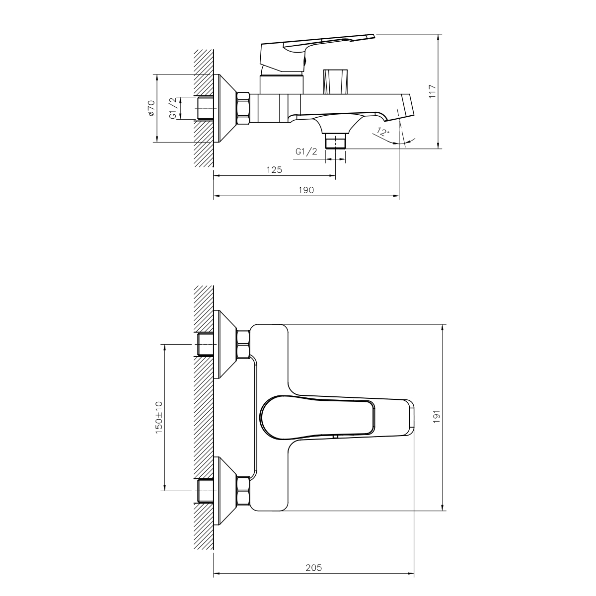 Смеситель для ванн dr23036 (1/12) "decoroom"