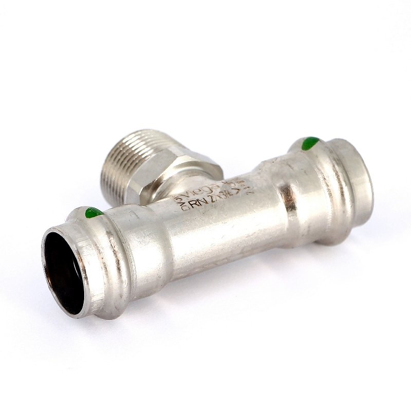 Тройник пресс-Н 22х3/4"х22 нержавеющая сталь Sanpress Inox VIEGA