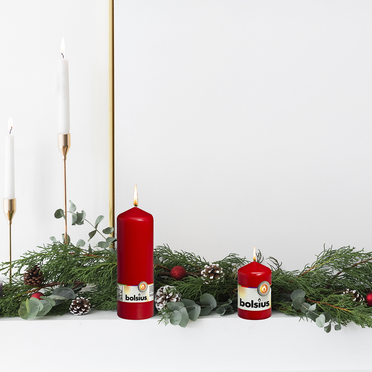 Свеча столбик Bolsius, 80 x 50 мм, красная