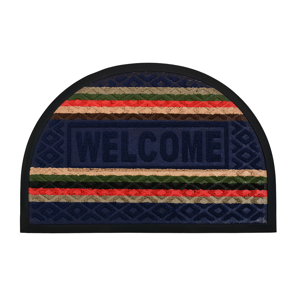 Коврик придверный "comfort" полукруглый 40*60 см "welcomе" (синий) (1/20) "vortex" 22385