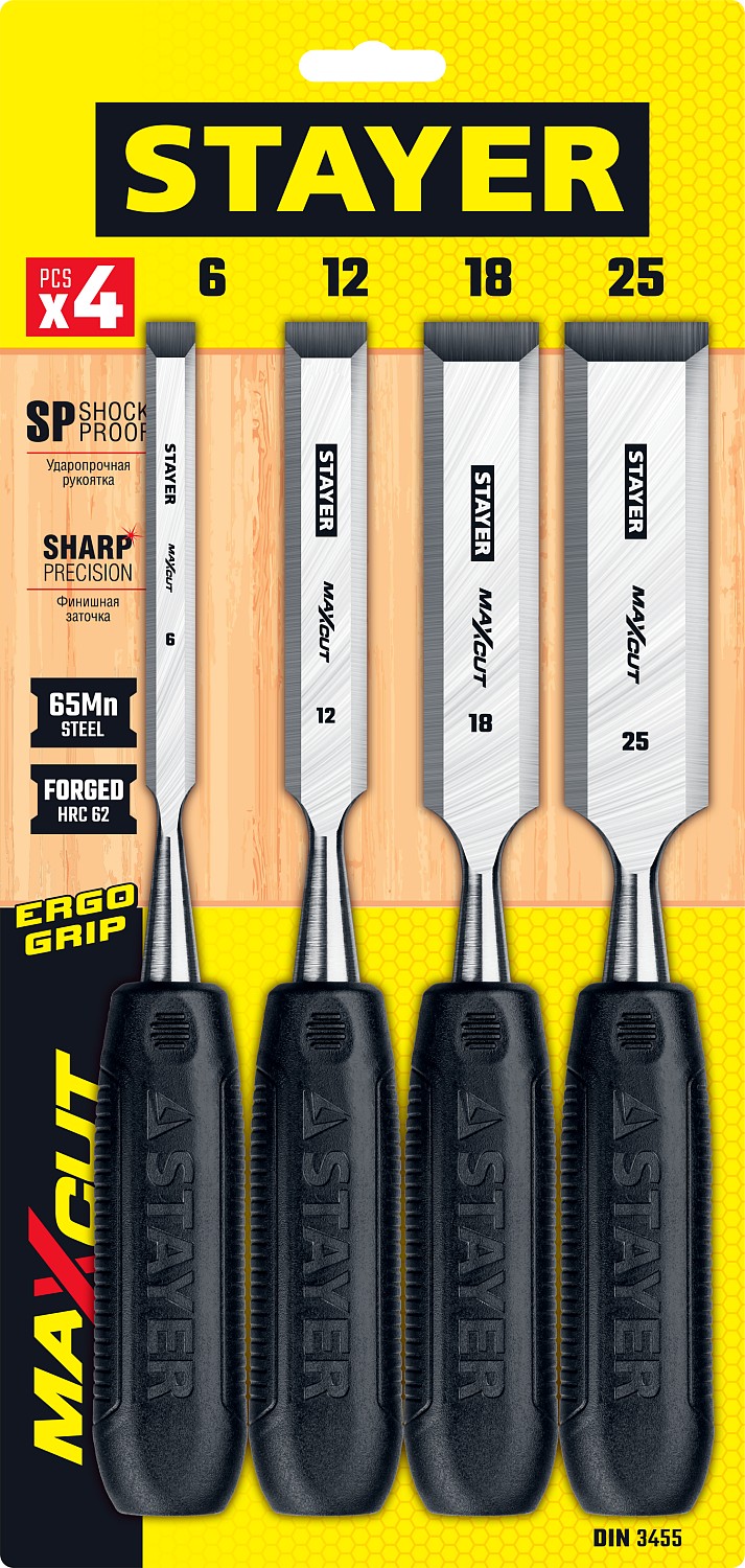 STAYER Max-Cut, 4 предм, набор стамесок (1820-H4)
