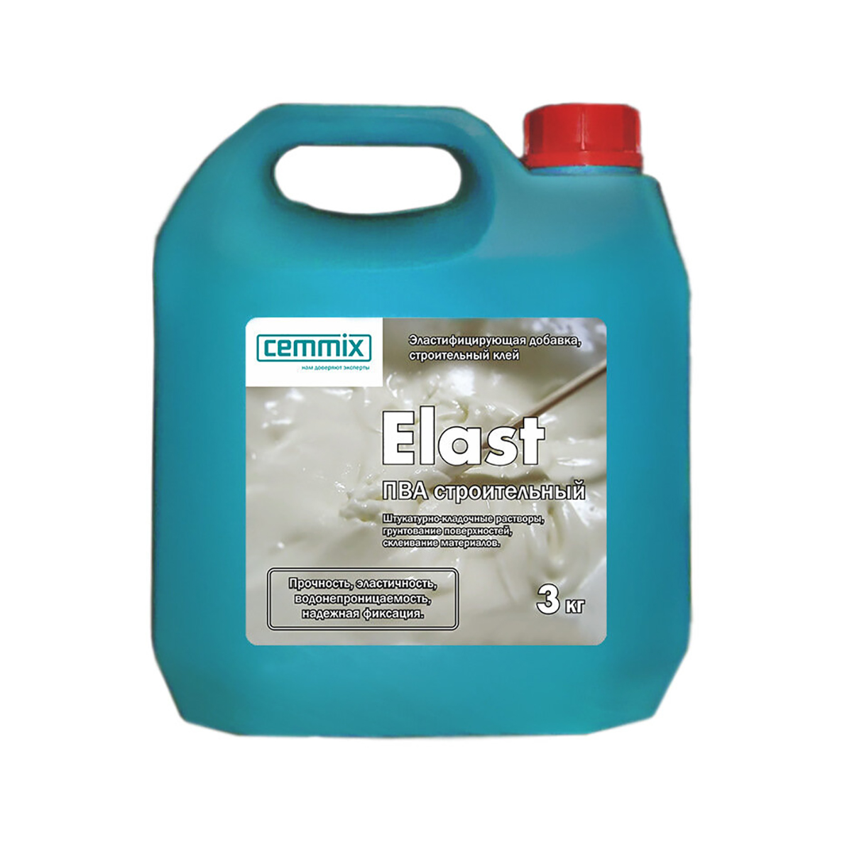 Клей пва строительный "elast"  3 кг (1/160) "cemmix"