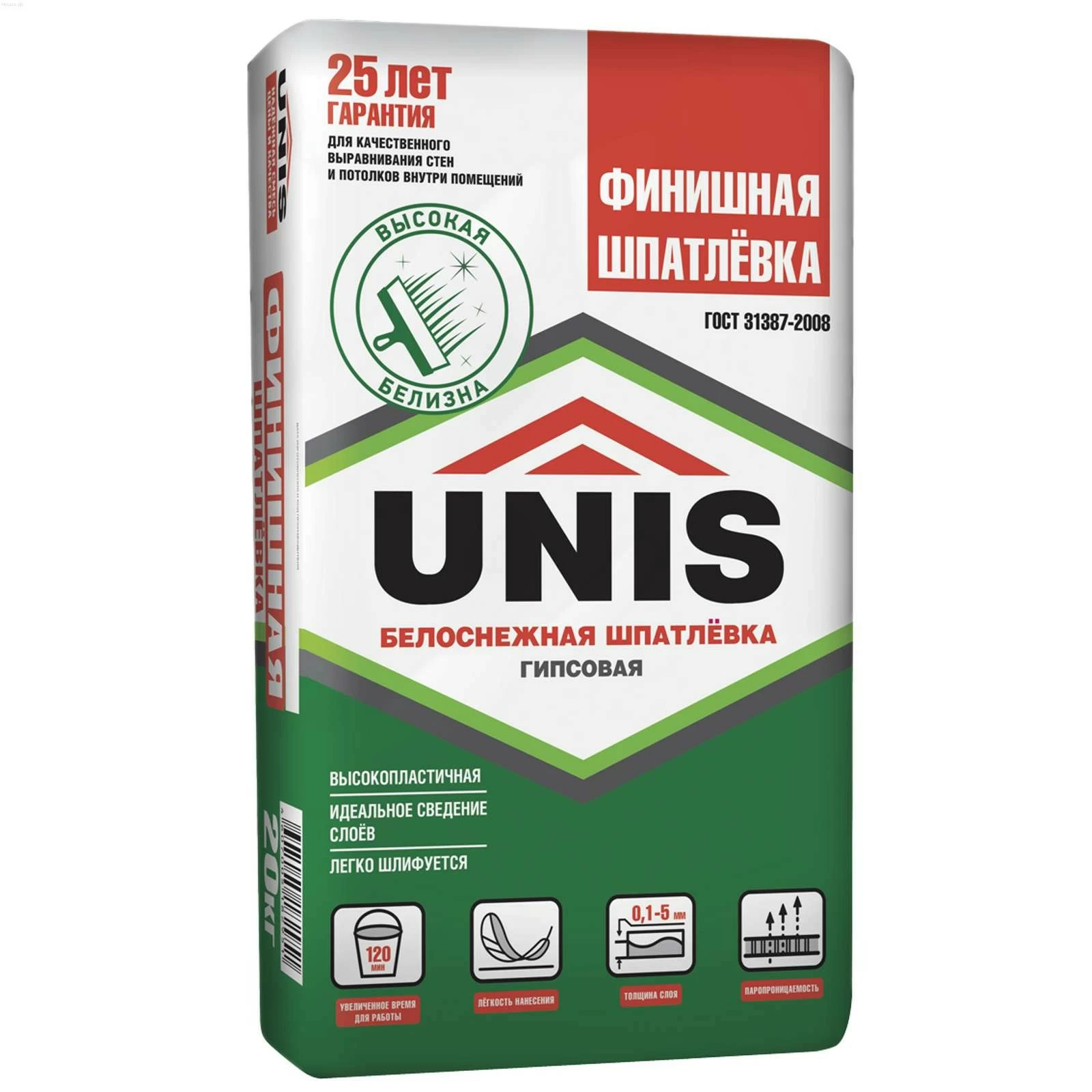 Шпатлевка финишная ЮНИС 20 кг