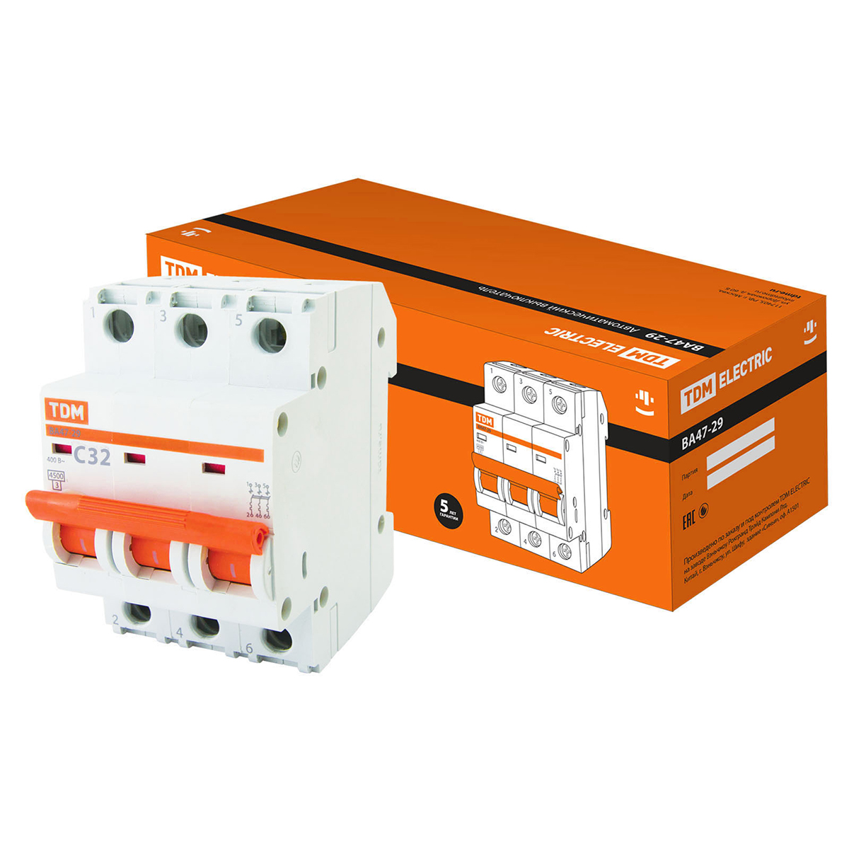 Выключатель автомат. ва47-29 3р 32а 4,5ка тип с (4/40) tdm sq0206-0112