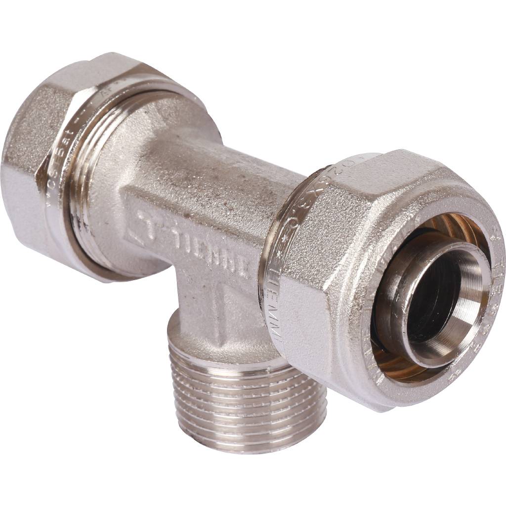 Тройник переходной 26 x 3/4" x 26 НР обжимной TIEMME для металлопластиковых труб