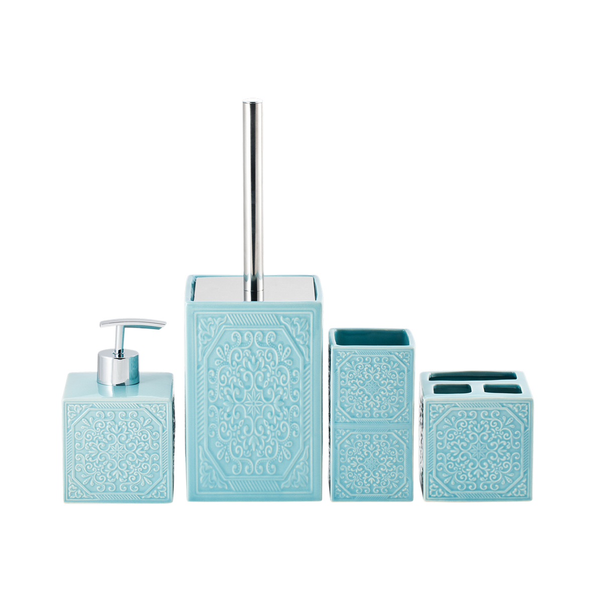 Туалетный набор "tiffany" ерш с подставкой, керамика (бирюзовый) (1/6) "swensa" swtk-1053e