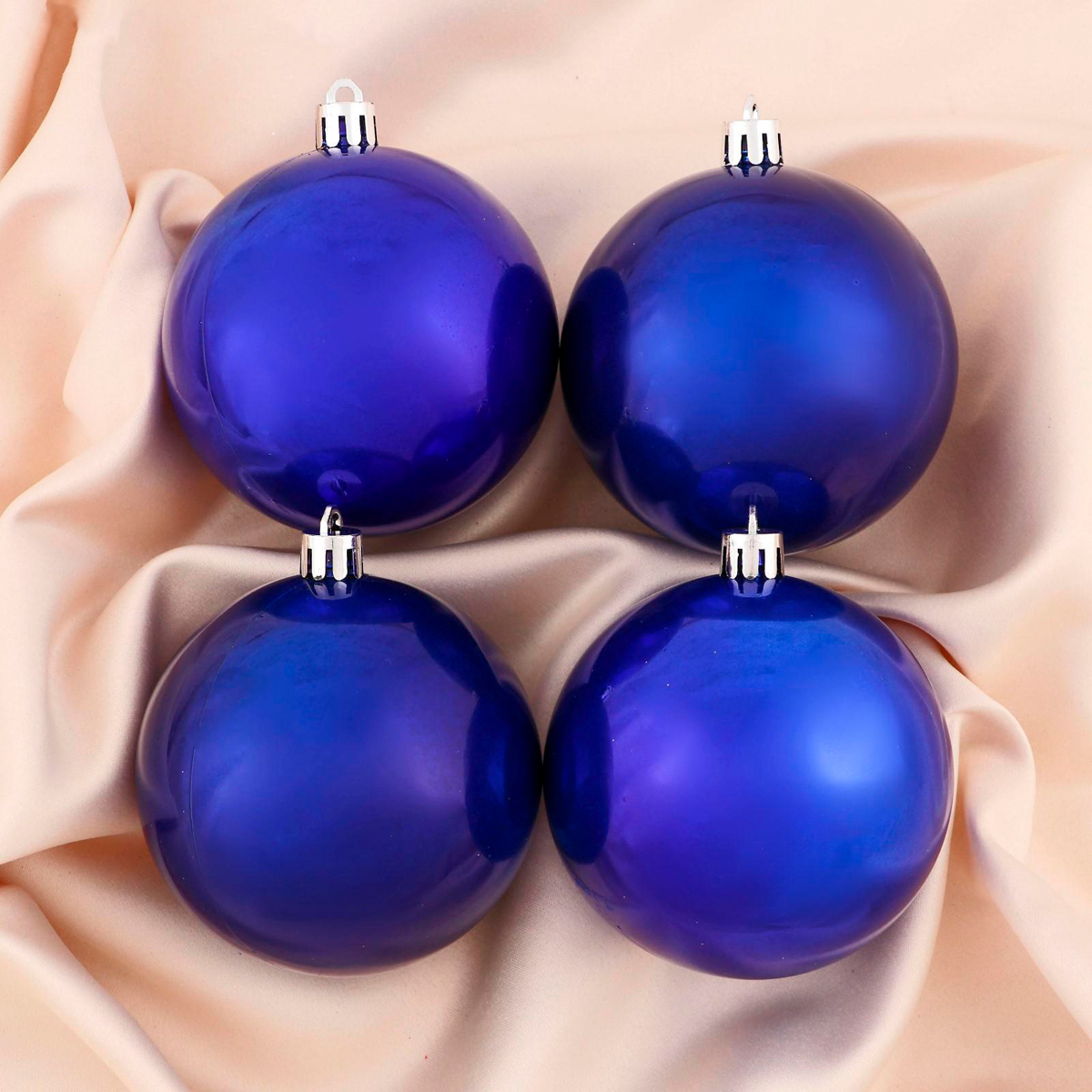 Шары новогодние d-8 см (набор 4 шт.) "глянец" синий  "зимнее волшебство" 1009333