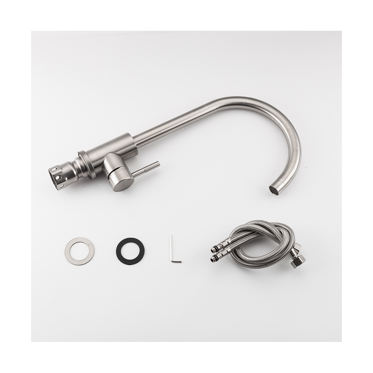 Смеситель для кухни f40899 высокий повротн. излив (нерж.сталь), сатин (1/10) "frap"