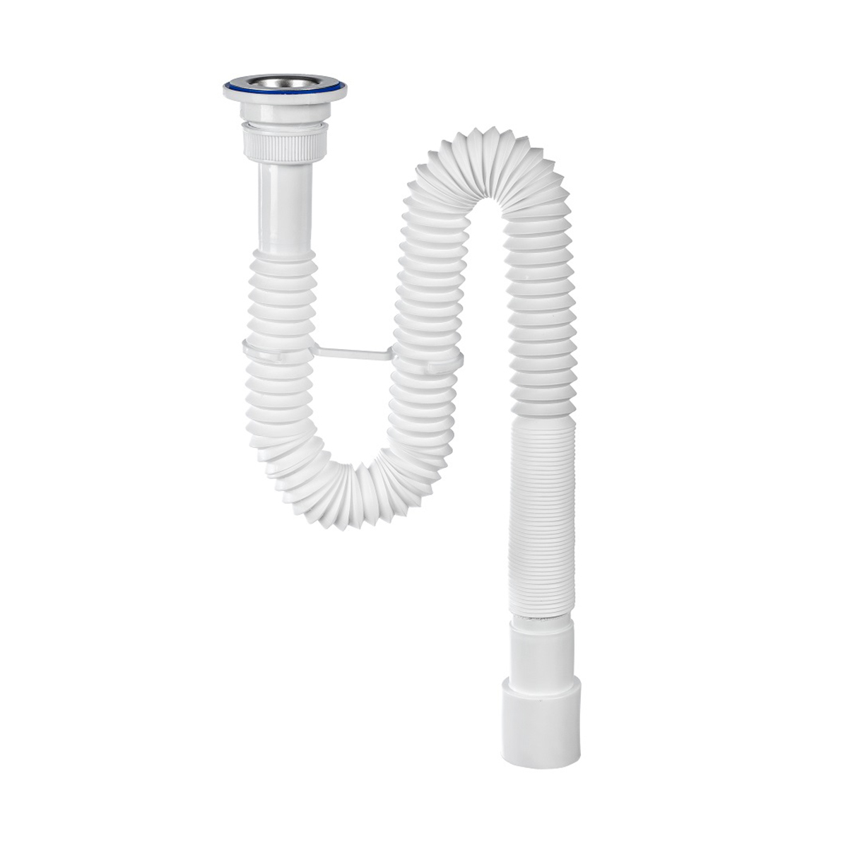 Сифон гофр. "элит мини" с нерж. чашкой 63 мм удлин. с хомутом жесткости (1/60) "вирпласт"