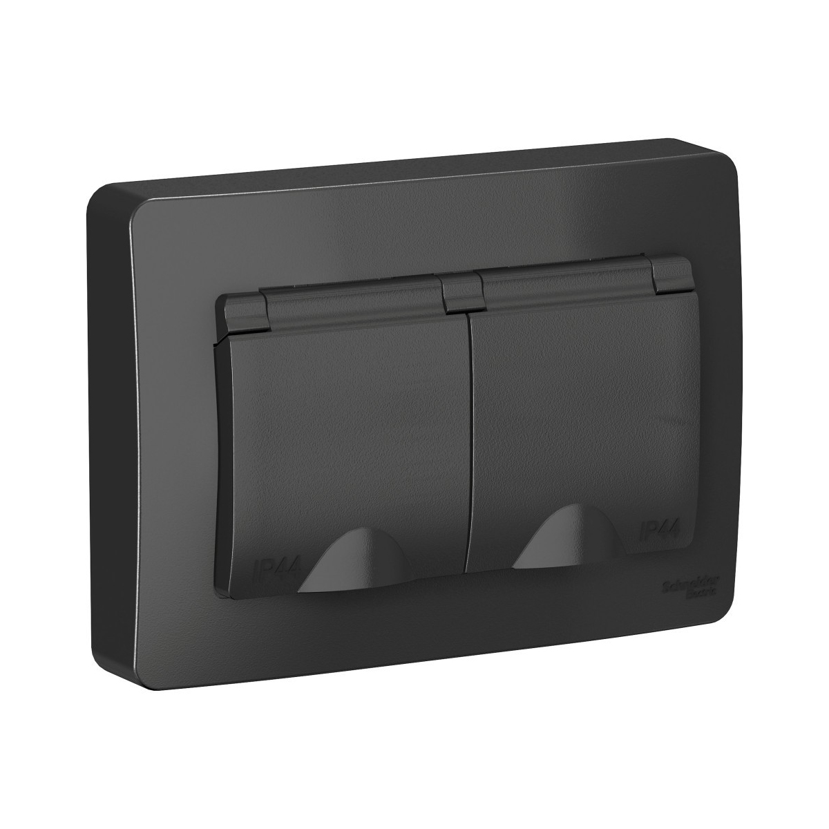 Розетка "blanca" 2-х местн. с заземл, с шторками, с крышками 16а, антрацит (1/5/10) "schneider"