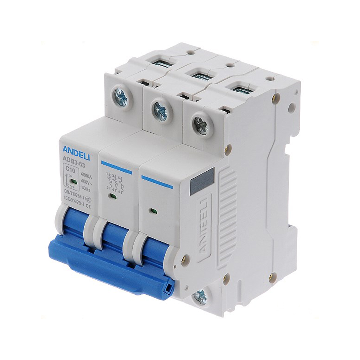 Выключатель автомат. adb3-63 3p 10a 6ka тип c (1/4/60) "andeli"