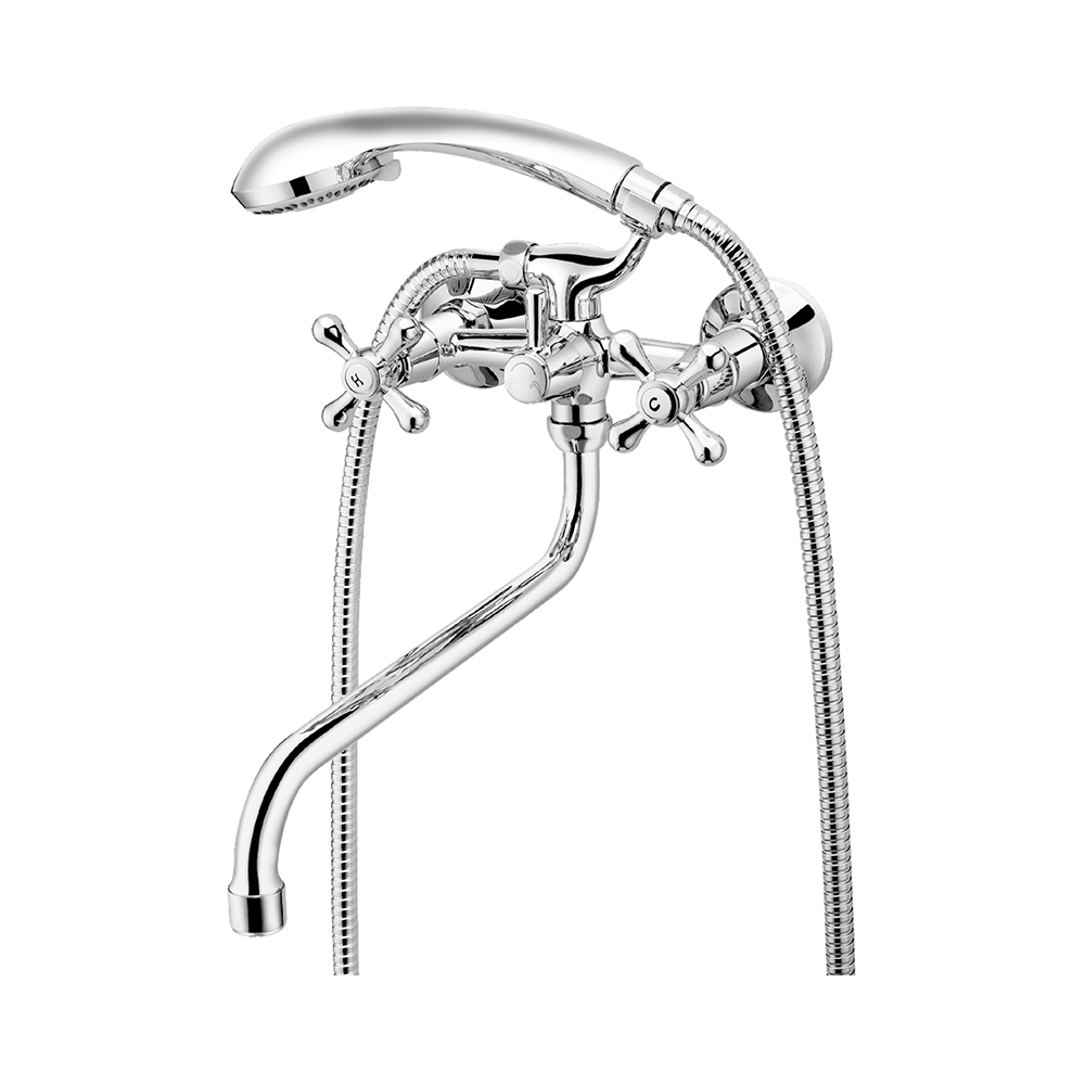 Смеситель для ванн "promotion"  lm6041c  длинный круглый излив, двухвентильный (1/10) "lemark"