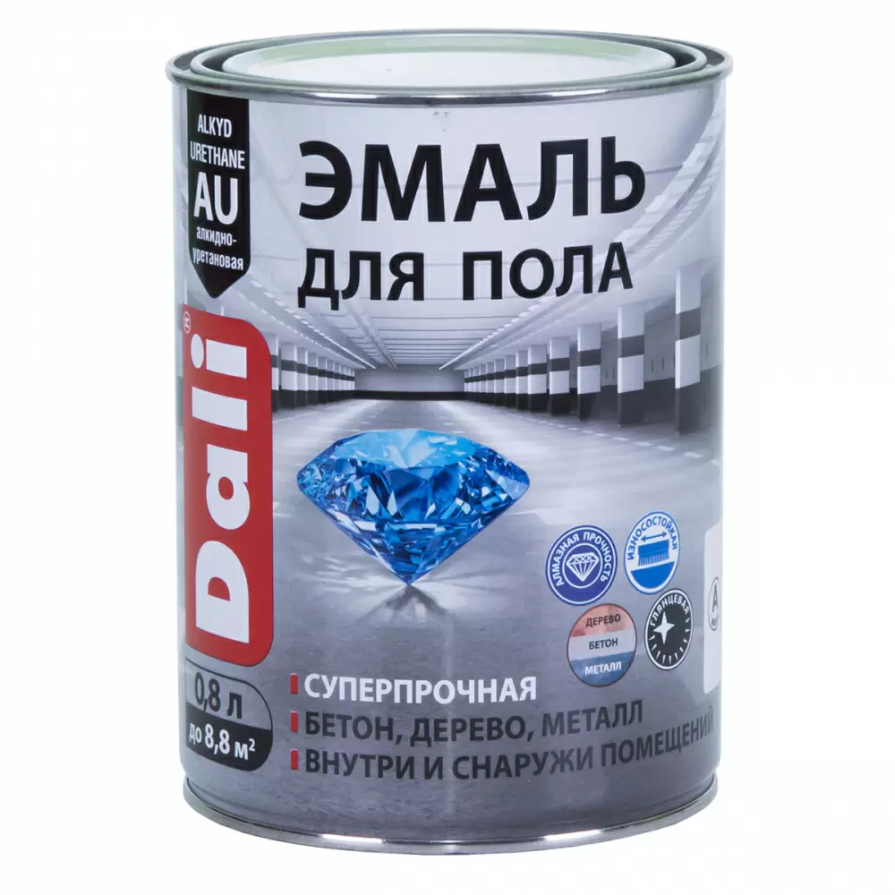Dali Эмаль для пола алкидно-уретановая моющаяся, База С (0,8л)