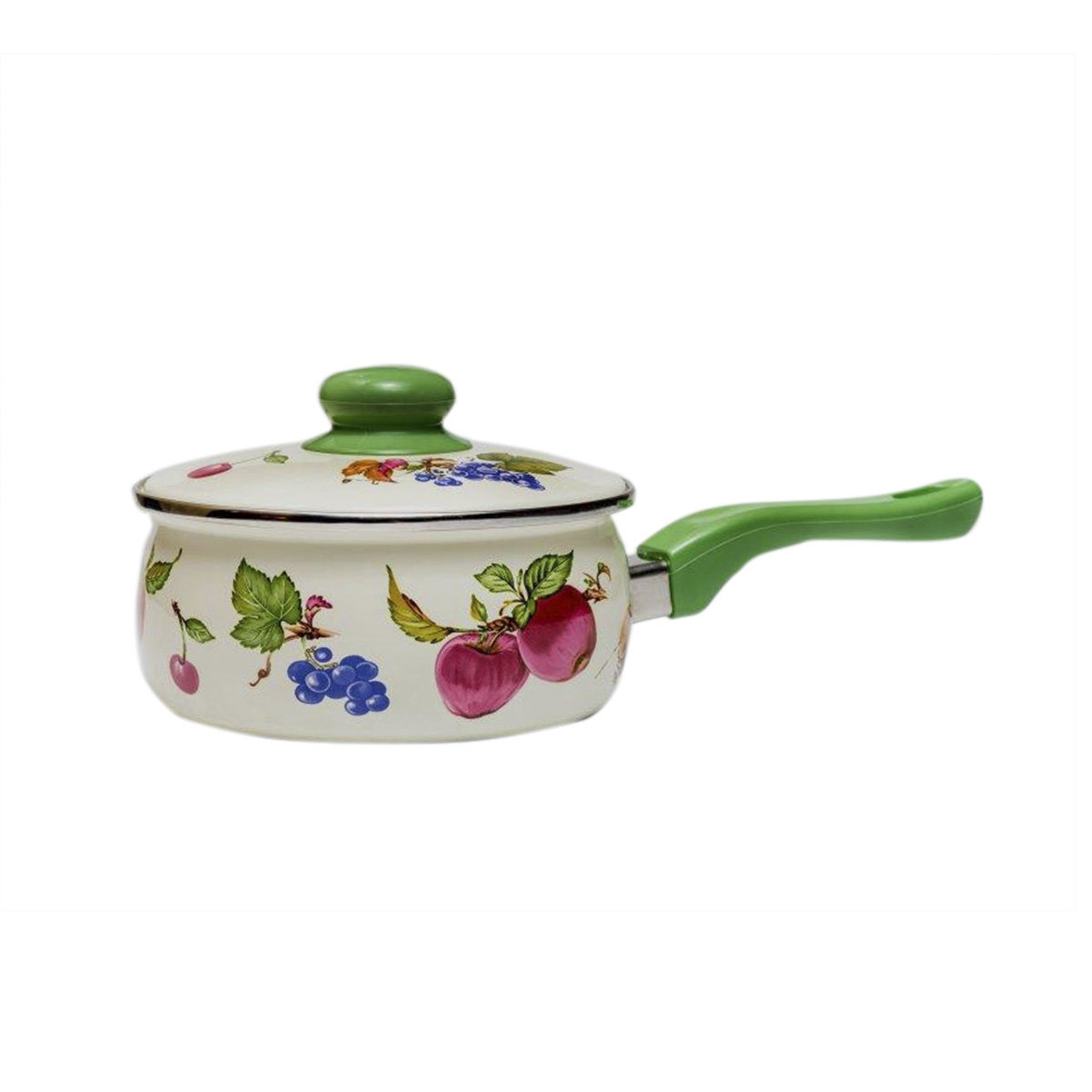 Ковш эмалиров. "фрукты" 1,85 л, 16 см металл. крышка (1/6) "metrot"