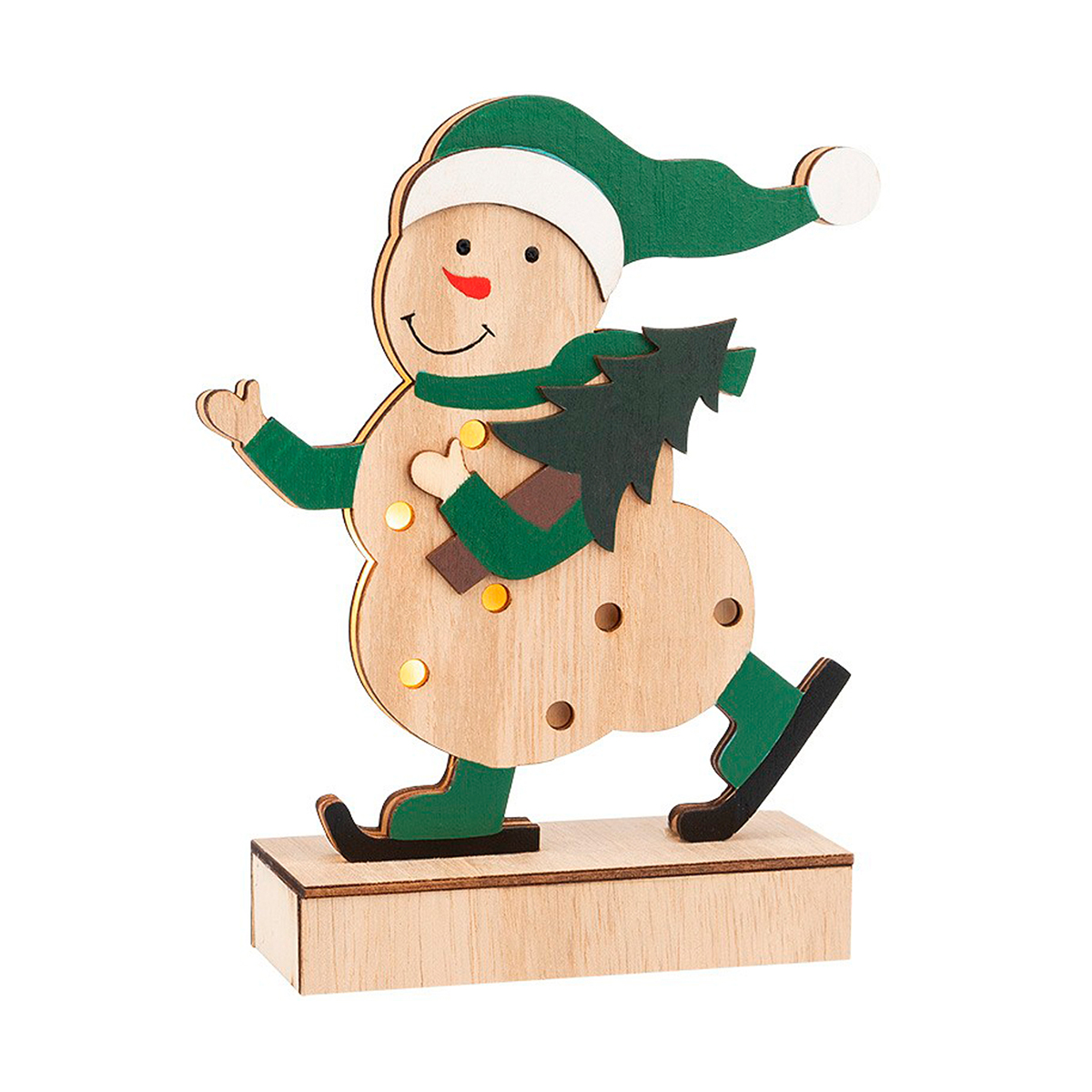 Фигурка "снеговик" 18 см дерев. с подсветкой (1/96) "neon-night" 504-017