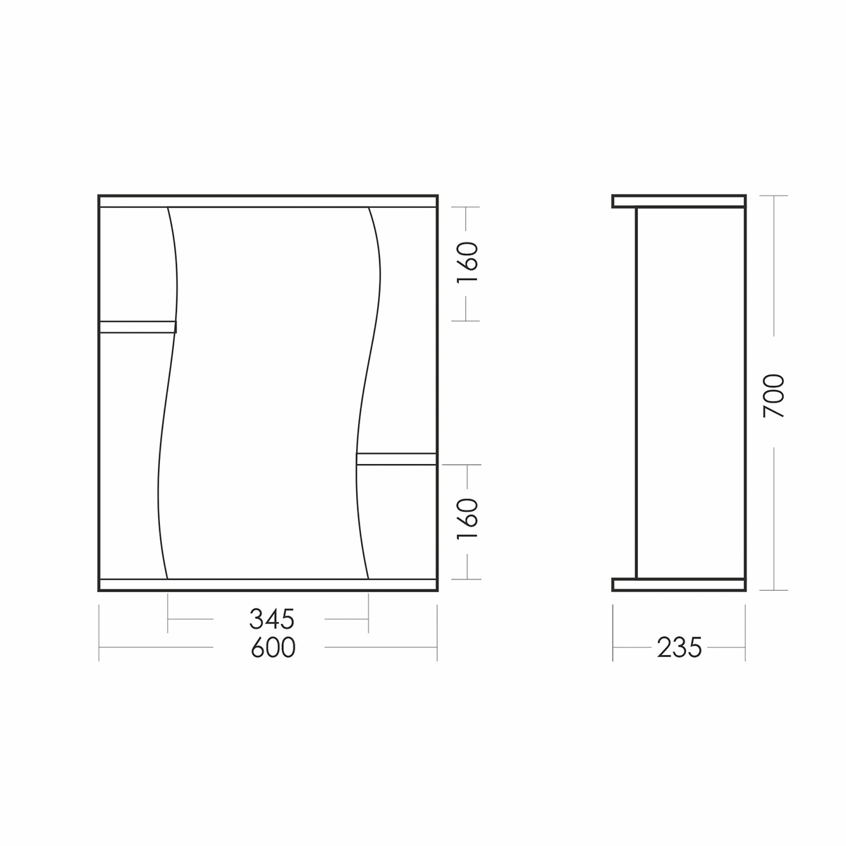 Шкаф с зеркалом для ванной "лира" 700*600*235 мм, белый "sanita" lrsamr65018w1
