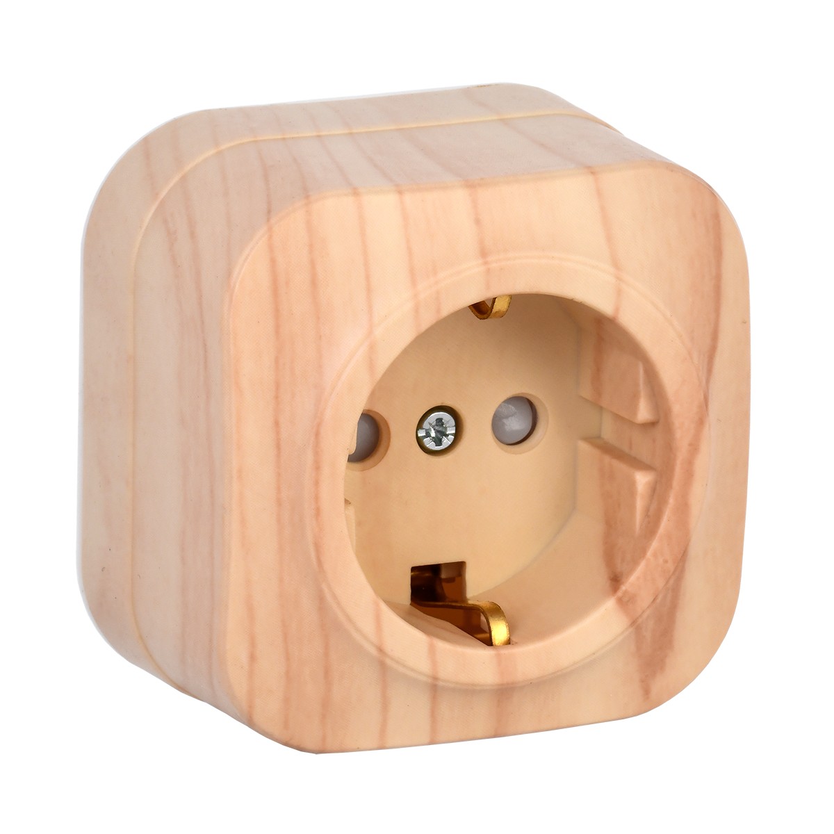 Розетка открыт. уст. "glory" 1 местн. с заземл, с шторк. рсш20-3-хс, 16а, сосна (1/30/360) "iek"