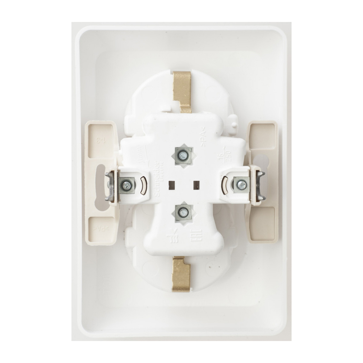 Розетка "этюд" 2-х местн. с заземл. 16а, белый (1/10/60) "schneider"