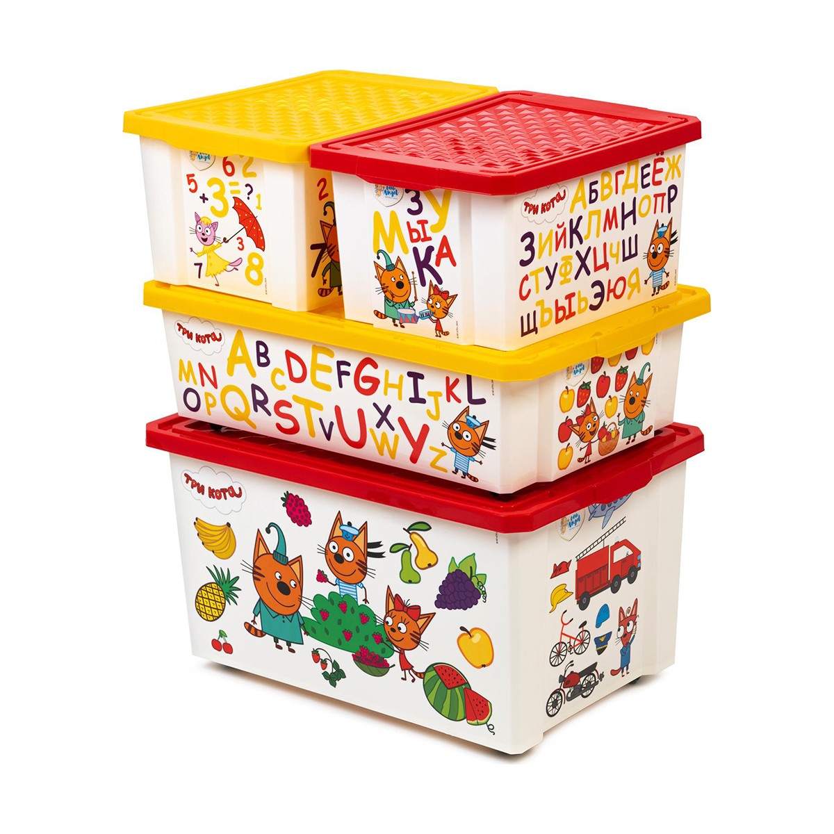 Ящик для игрушек на колесах "три кота" обучайка читай 57 л (1/5) "little angel"  la1227