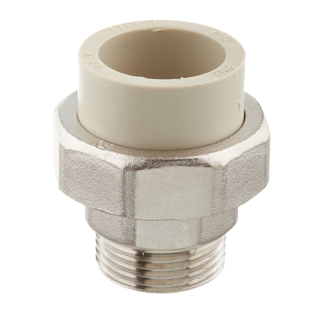 Муфта комб. 20 x 1/2" (НР) с раъёмным соединением PP-R FV-PLAST серый