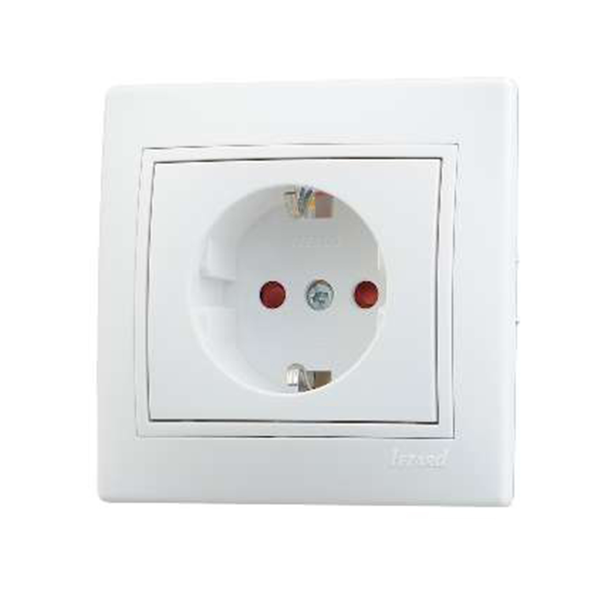 Розетка "mira" 1 местн. с заземл, с шторками (керамика) белый (1/10/120) "lezard" 701-0202-124