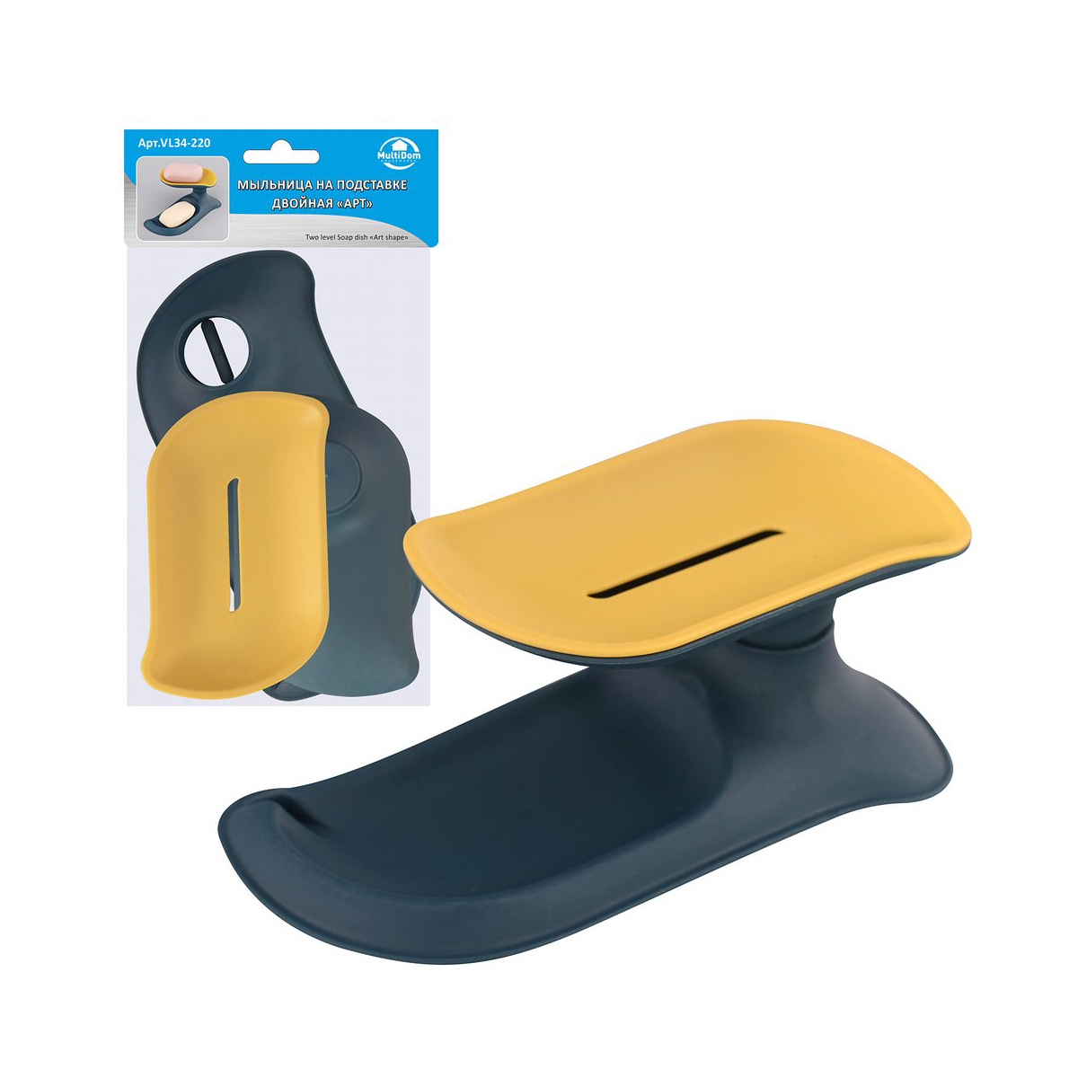 Мыльница двойная "арт" пласт. (1/12/120) "мультидом" vl34-220
