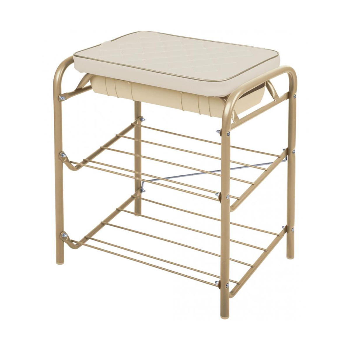 Банкетка 2 полки, мягкое сиденье с ящиком "haushalt" нб2/ск каркас св.золотой 44 х 33 х 51,6 см