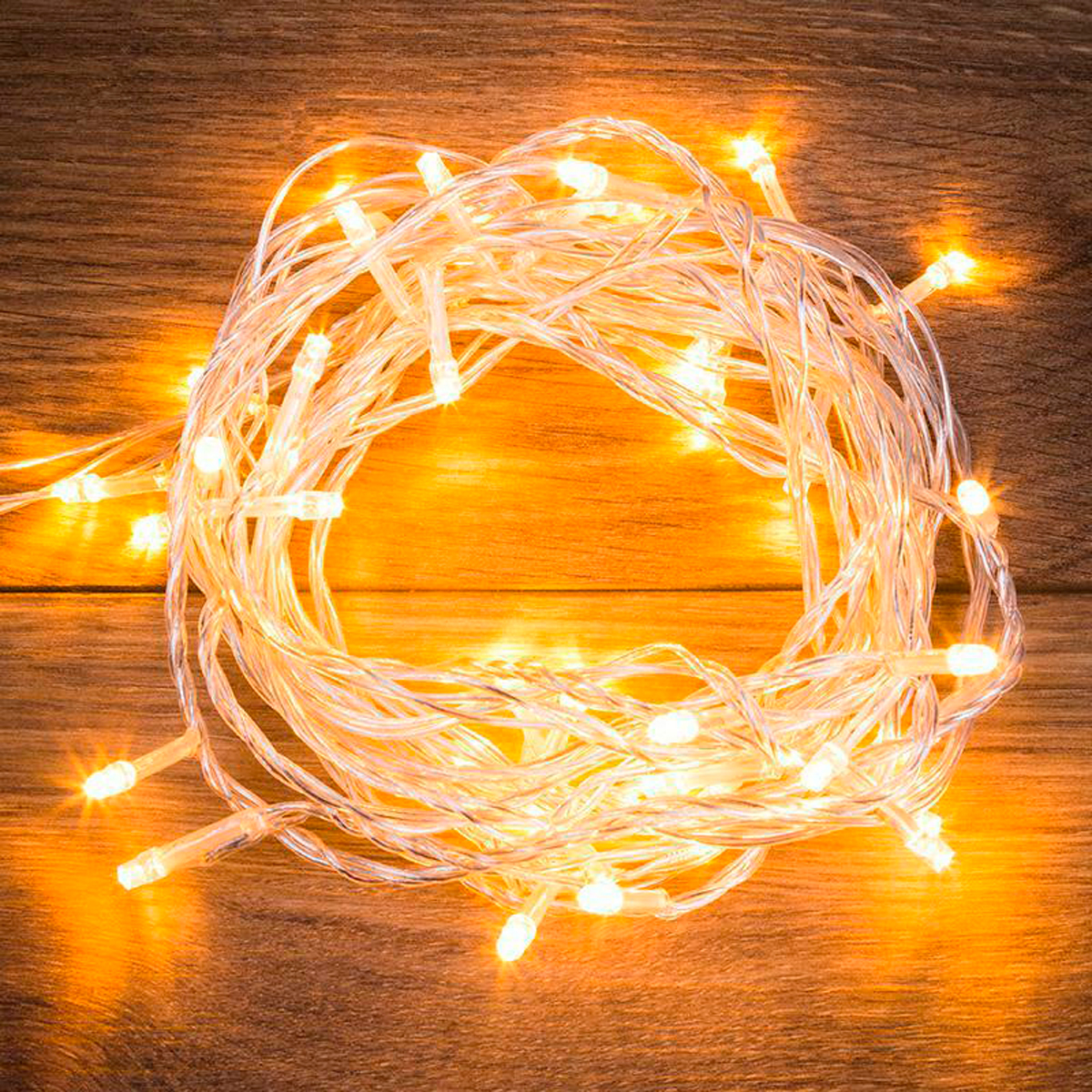 Электрогирлянда "твинкл лайт" 6 м, 40 теплых ламп, шнур прозр. (1/96) "neon-night" 303-176