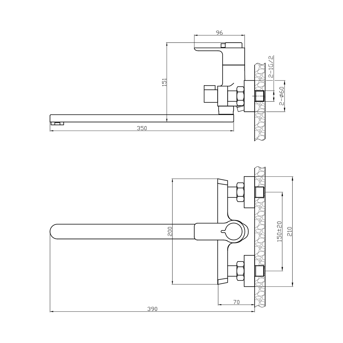 Смеситель для ванн  rs50-32  термостат., длинный плоский излив (1/10) "rossinkа"