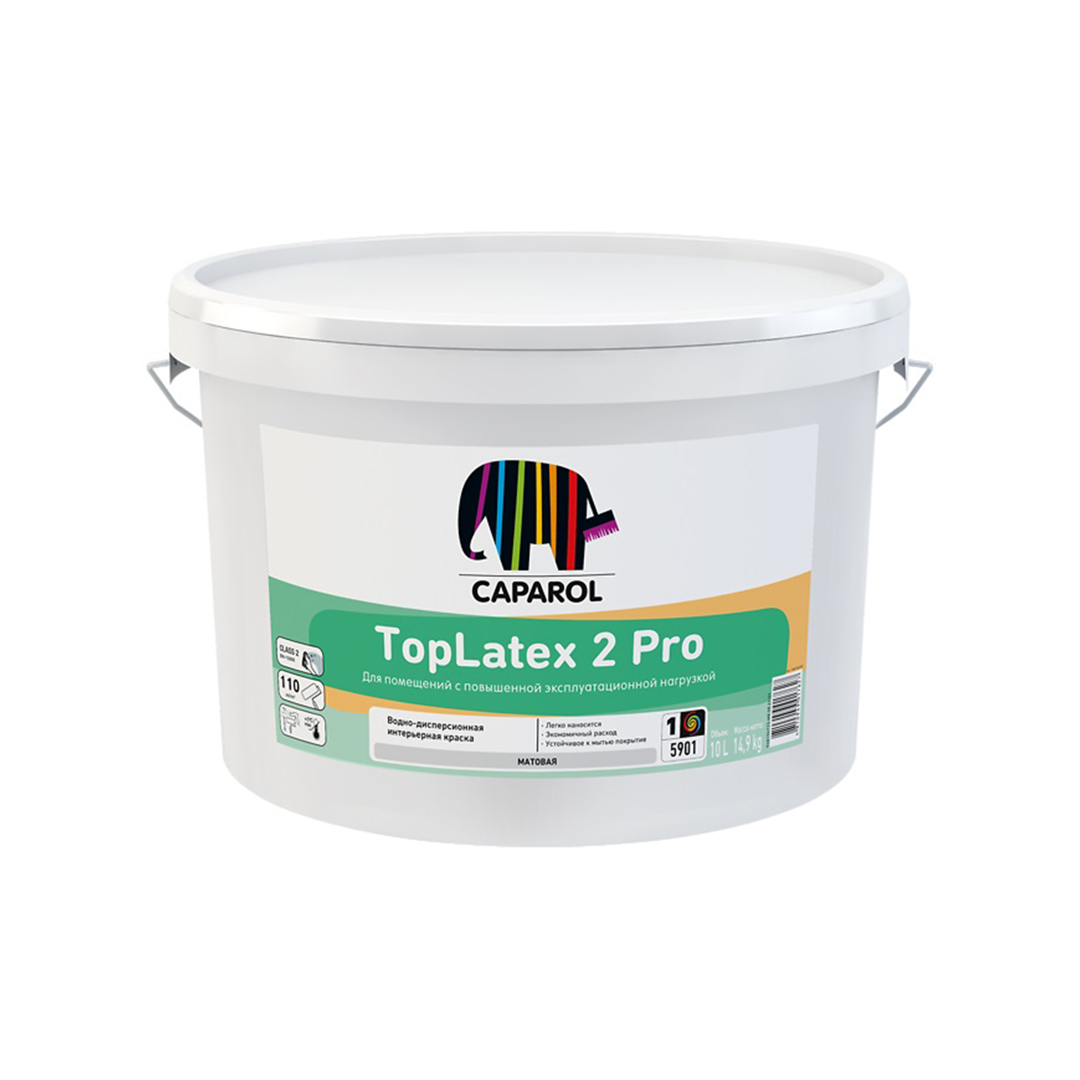 Краска интерьерная "toplatex 2 pro" база 1 (белая) 10 л (1) "caparol"