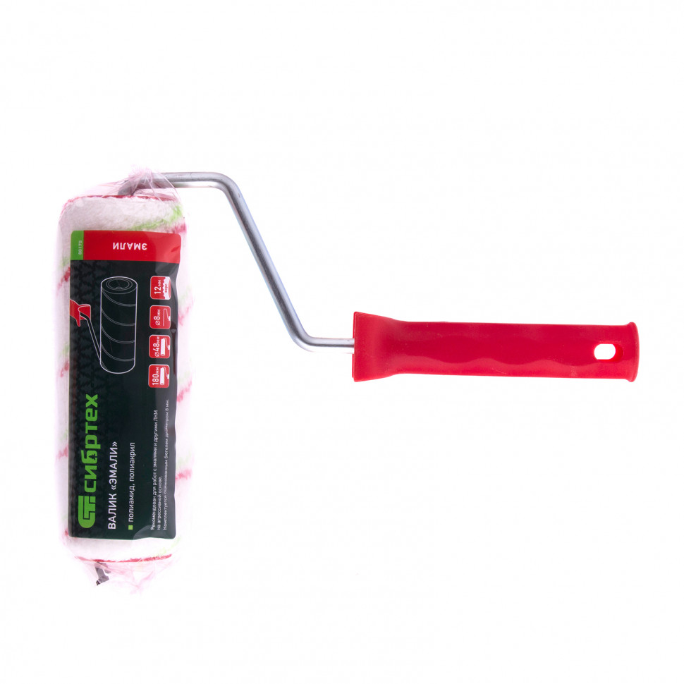 Валик "Эмали" , 180 мм, ворс 12 мм, D 48 мм, D ручки 8 мм, полиамид, полиакрил Сибртех (80170)