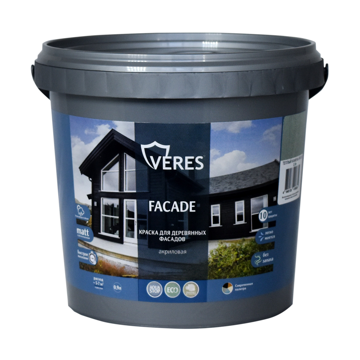 Краска "facade" для деревянных фасадов акриловая теплый камень 0,9 л (1/8) "veres"