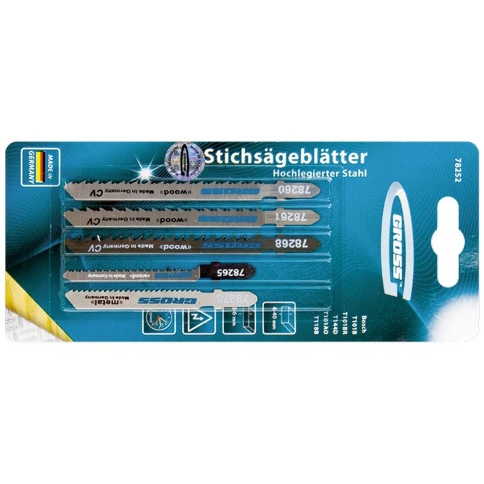 Набор полотен для электролобзика универсальный, 5 шт Gross (78252)