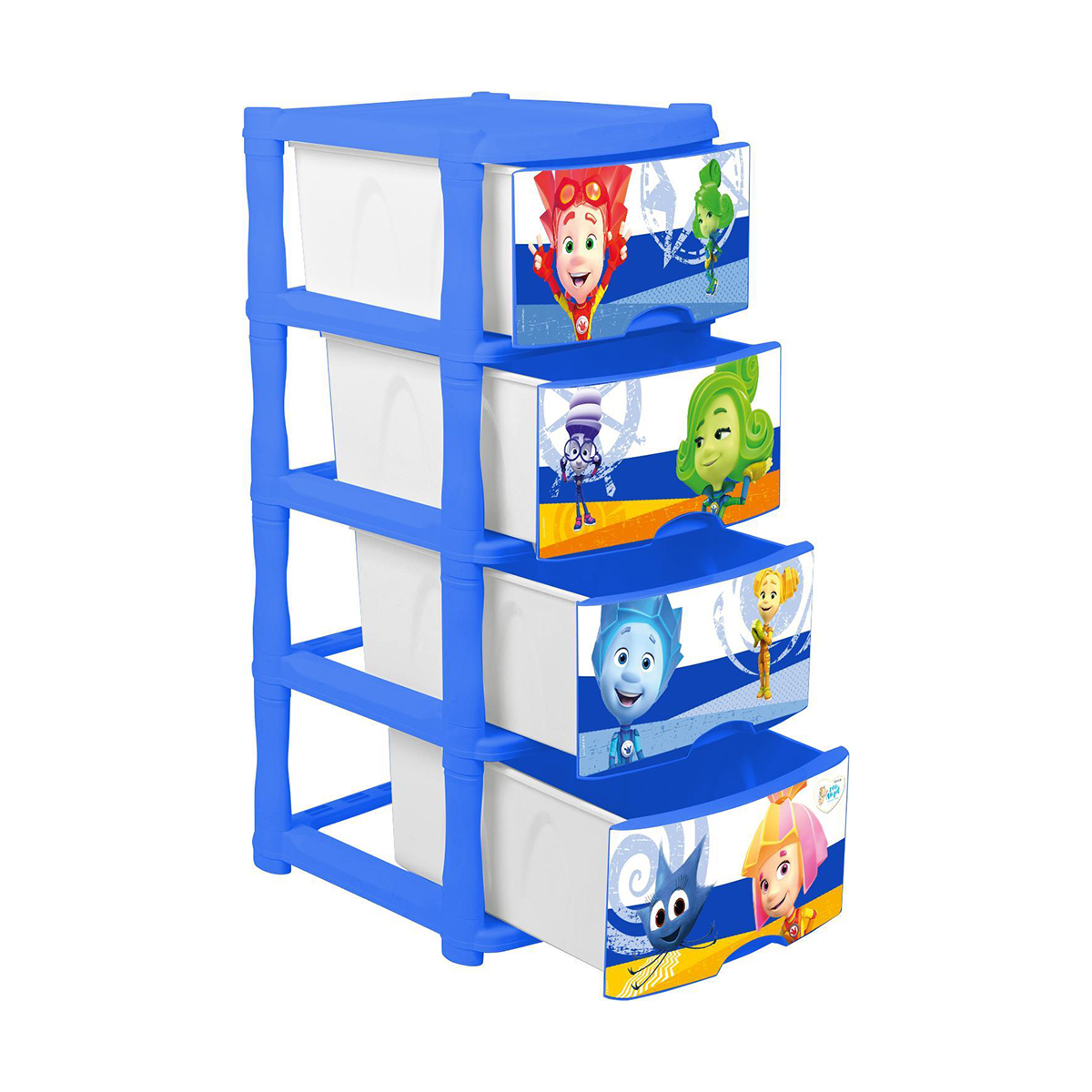 Комод детский "фиксики" 4 ящика (голубой) (1) "little angel"  la1322