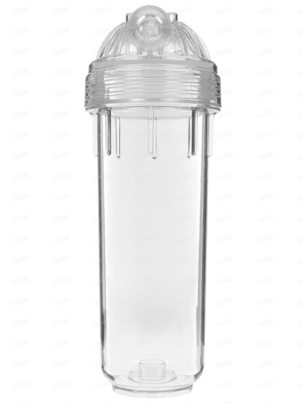 Корпус Гейзер DY 1/2" 10" SL прозрачный для холодной воды, с пластиковой резьбой