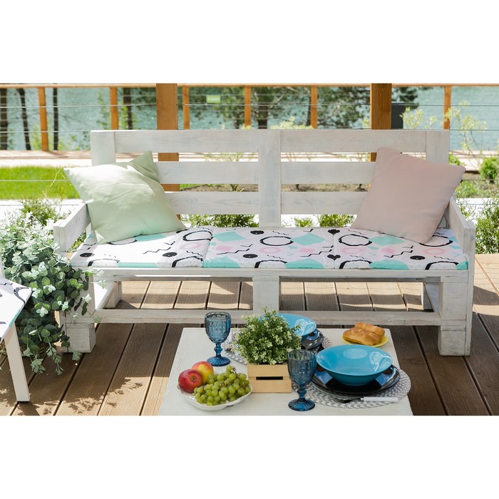 Подушка на скамейку "квадраты" 45*120 см (1/7) "этель" 4264654