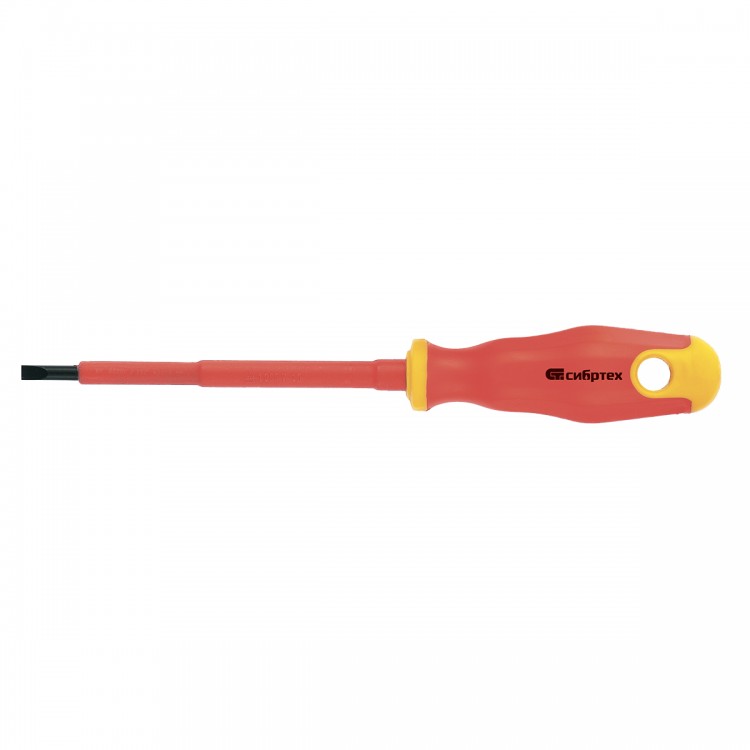 Отвертка диэлектрическая SL4 х 100 мм, CrV, до 1000 В, двухкомпонентная рукоятка Сибртех (12932)