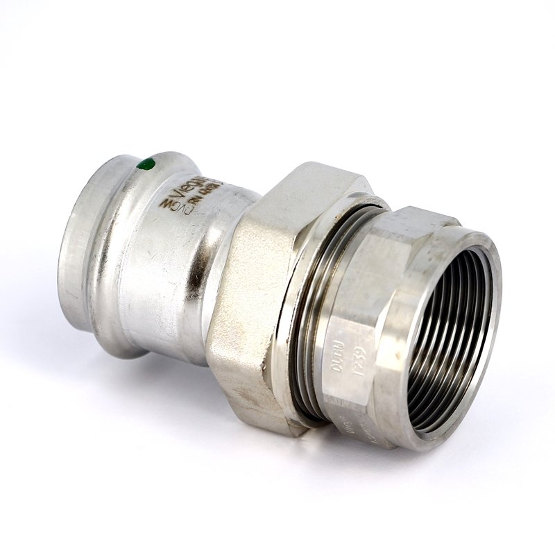 Муфта пресс-В разъёмная 42x1"1/2 с плоской прокладкой нержавеющая сталь Sanpress Inox VIEGA